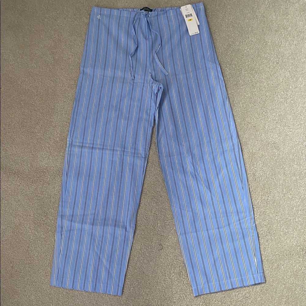 Lauren Ralph Lauren Light Blue Striped Lounge Pants. NWT. Size Medium